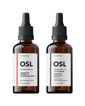 C vitamini, ferulik asit ve hyaluronik asit içeren serum ile Granactive Retinoid içeren cilt yenileyici bakım ürünü görseli. Cilt bakımına yönelik iki farklı aktif içerikli kozmetik ürün sunumu.