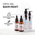 OSL Omega Skin Lab markasına ait cilt bakım ürünlerinden oluşan seri görseli. Retinoid serum, peptit içerikli serum ve temizleyici jel ile misellar su gibi cilt temizleme ve bakım ürünleri birlikte sunulmaktadır.